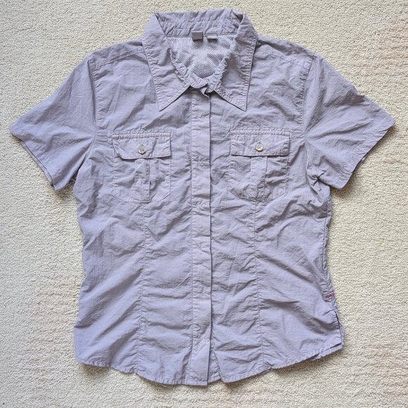 EUC Gramicci Vented Shirt‎ Medium Purple Button Down Short Sleeve Stretch Hiking - Picture 1 of 11